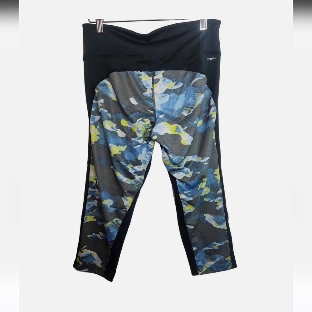 Adidas climalite women's cropped athletic leggings Blue Black Yellow size Small